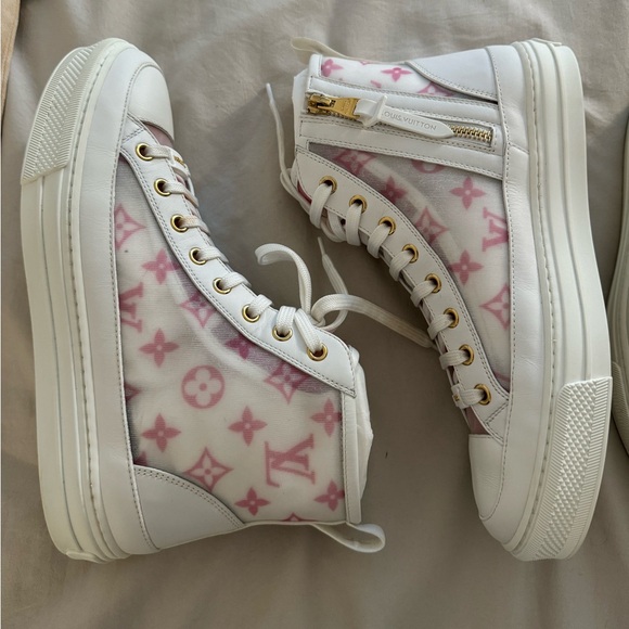 Louis Vuitton Technical Fabric Calfskin Monogram Printed Stellar Sneaker Pink - Picture 3 of 4